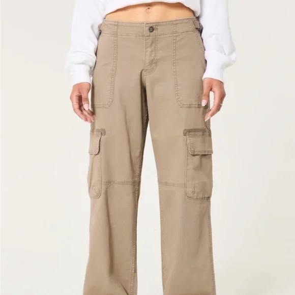 Hollister LOW-RISE BAGGY CARGO PANTS waist 29/8 light brown - Picture 4 of 4